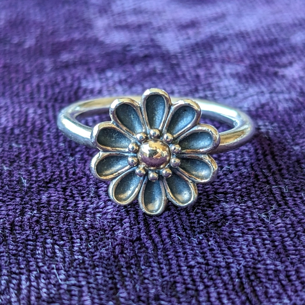 Pandora Oopsy Daisy Gerbera 14K Gold And 925 Sterling Silver Two Tone Ring